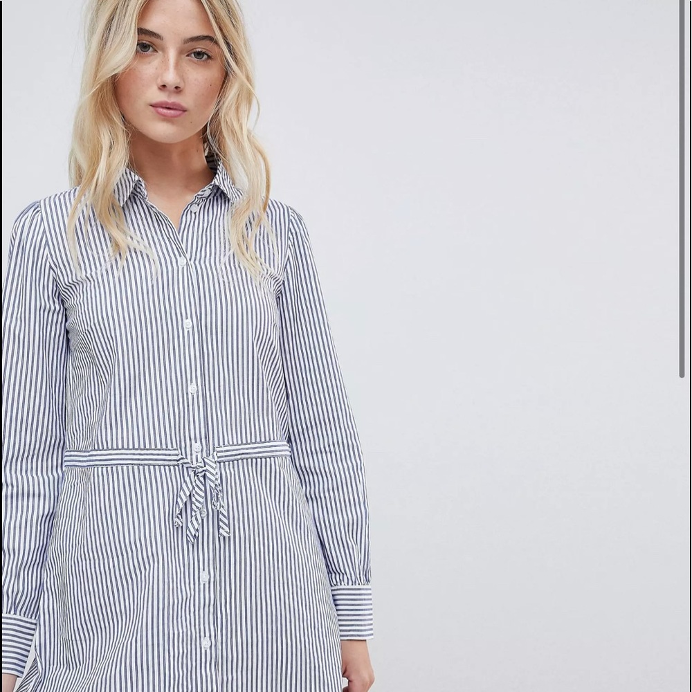 Asos JDY long sleeve striped belted shirt dress